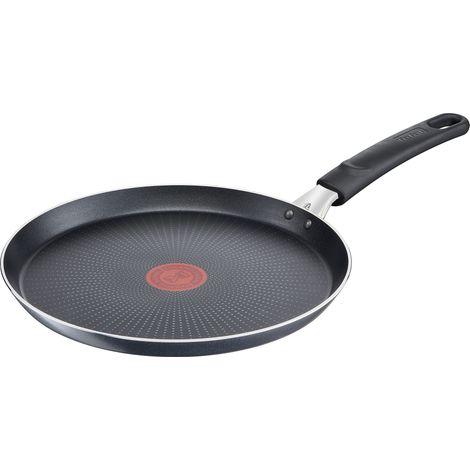 Tefal, C38510 XL Force, padella per crepe, 25 cm, rivestimento antiaderente, resistente, segnale termico, fondo Diffusion Base, forma extra larga, manico stabile, colore: nero (1/5)