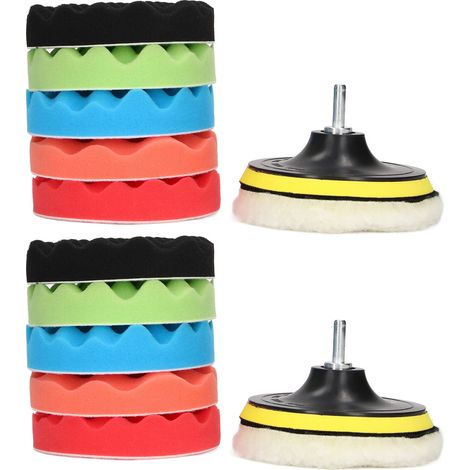 Lot de 2 tampons de polissage en éponge de 12,7 cm (5 pouces) pour lustrage et cirage de voiture, polisseuse manuelle avec tige de connexion (1/5)