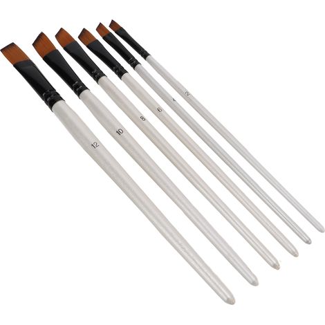 6 Pinceaux en Nylon à Poignée Courte - Résistants, Ergonomiques et Lavables - Matériel de Peinture Artistique (1/5)