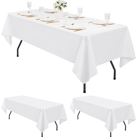 2er-Set Tischdecke Rechteckig 153x320 cm Weiß, Wasserabweisend, Waschbar