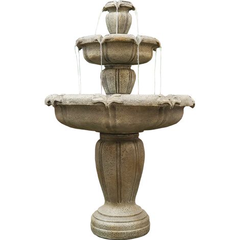 Fontaine moderne en béton de 122 cm de haut pour usage extérieur avec pompe électrique
