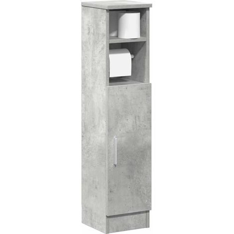 Badezimmerschrank mit Rollenhalter Betongrau 20,5x22x90 cm