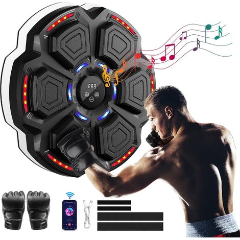 Machine de Boxe Musicale Intelligente avec Bluetooth, Lumières LED et Niveaux de Vitesse pour Adultes et Enfants, Équipement Entraînement Anti-Stress avec Gants de Boxe pour Exercice Domicile (1/5)