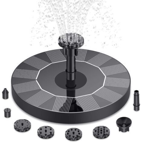 BUNTHAUS Fontaine Solaire Exterieure de Jardin, Fontaine Exterieure de Jardin avec 6 Buses, Pompe Solaire Bassin Exterieur pour Étang Piscine Patio Décoration (1/5)