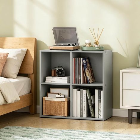 Libreria cubo 4 ripiani in legno grigio 59,6 cm OKMYHOME (1/5)
