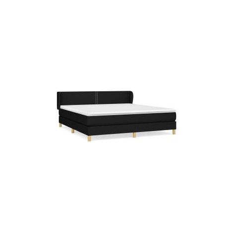 Sommier à lattes de lit avec matelas Noir 180x200 Tissu (1/5)