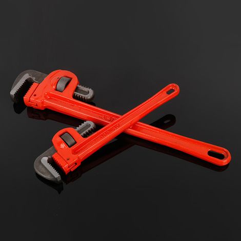 Clé à pipe droite en acier traité thermiquement haute dureté, rouge, pour plombier, 0,55 kg / 1,2 lb (1/5)