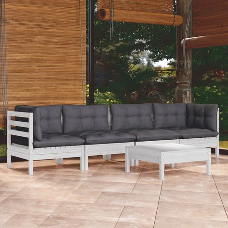 Muebles de jardín 5 pzas con cojines madera maciza de pino vidaXL (1/5)