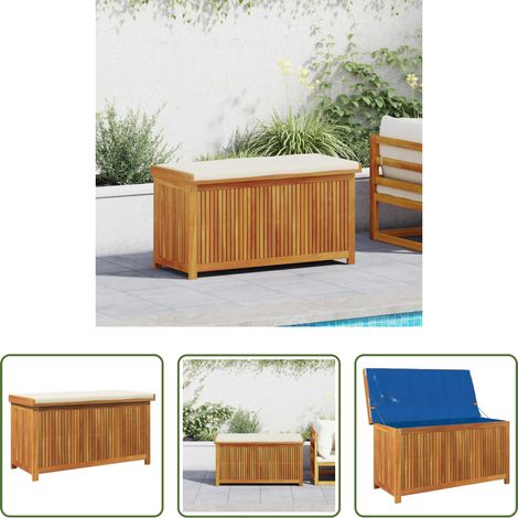 Holzkissenbox -  Outdoor-Kissenbox 113x50x60,5 cm Massivholz Akazie (1/5)