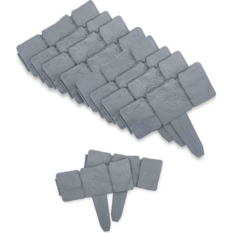 Bordure de jardin imitation pierre – Lot de 10 modules 25x23 cm – Longueur totale 2,5 m – Résistante aux intempéries – Coloris gris – Soldela (1/5)