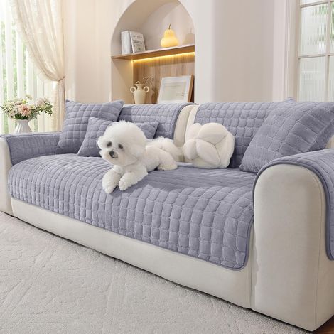 1 Housse Canapé Velours Antidérapante 90x210cm Protection Tissu Doux Salon (1/5)