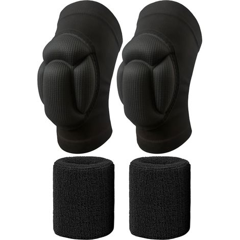 1 Par de Rodilleras de Trabajo con Esponja Eva de 20 mm - Protección Antideslizante y Ajustable - Ideales para Voleibol, Baile y Jardinería (Talla M, Negro：Con correa para la muñeca） (1/3)