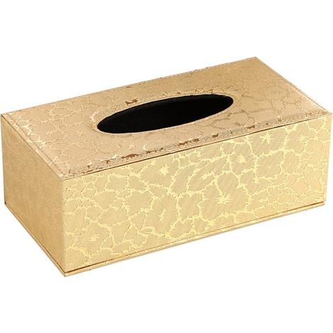 Boite Mouchoirs Rectangulaire PU Or pour Bureau Maison et Voiture (1/3)