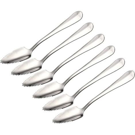 Cucharas de acero inoxidable para pomelo - cuchara dentada para pomelo - aptas para cítricos, kiwi, ensaladas y postres, juego de 6 (1/5)