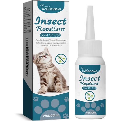 Répulsif anti-puces et anti-tiques pour animaux de compagnieTraitement antiparasitaire externe pour chats et chiens, nettoyage cutané contre les poux et les tiques - gouttes (1/4)