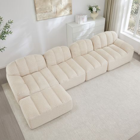 divano seduta modulare 4 posti ottomana beige bianco HAVRYA (1/5)