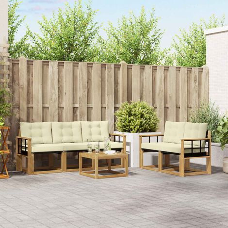 vidaXL Outdoor-Sofagarnitur mit Kissen 6 pcs Weiß und Creme (1/5)