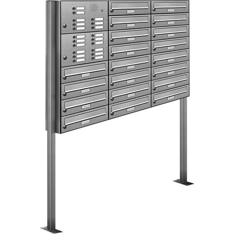 20er V2A Edelstahl Briefkasten Standanlage Freistehend mit Klingel (1/5)