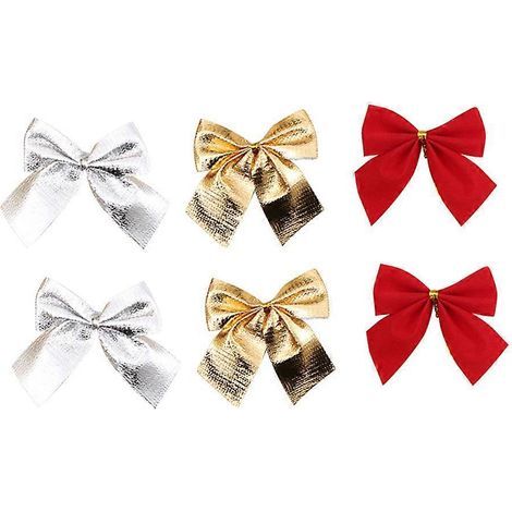 72 nœuds papillon décoratifs pour sapin de Noël, accessoires d'emballage cadeau, décorations de Noël pour sapin (rouge, or, argent)-5.5cm-As Shown (1/2)