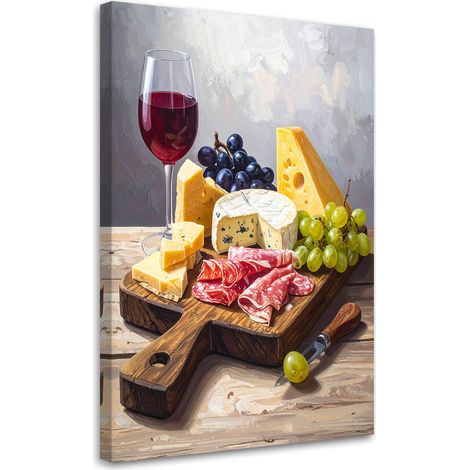 Stampe su Tela, Tagliere di salumi, formaggi e uva, 20x30 (1/5)