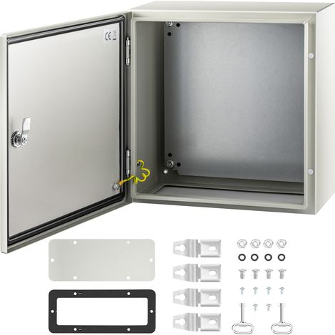 VEVOR Caja NEMA de Acero al Carbono 40 x 40 x 20 cm Caja de Gabinete Electrico NEMA 4X IP66 a Prueba de Agua y Polvo Caja de Conexiones Electricas para Exteriores e Interiores con Placa de Montaje