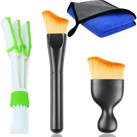 Car Interior Cleaning Brush Kit with Soft Brush and Microfibre for Indoor, Outdoor, Air Vents, Dashboard, Gaps Between Seats (1/5)