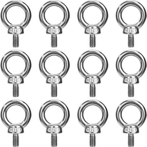 Boulons à Oeil M6 Anneau de Levage Boulon à œil Anneaux Filetage Vis en Acier Inoxydable 304 pour Fixer des Suspendus Relier 12 Pièces (1/5)