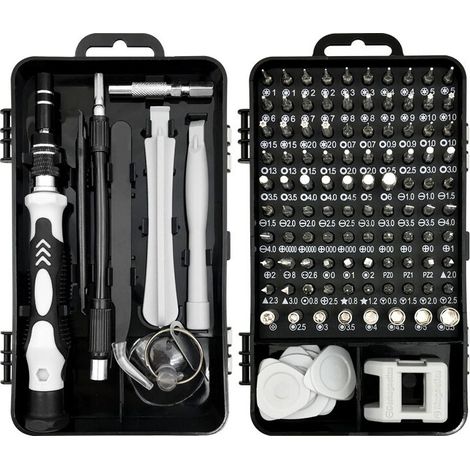 Jeu de tournevis polyvalents 115 en 1, jeu de tournevis de précision, kit de démontage pour ordinateur portable, adapté aux smartphones, iPads, tablettes, produits électroniques (1/5)