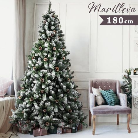 Albero Di Natale Innevato Marilleva 180cm 690 Rami Super Folto con Pigne (1/5)