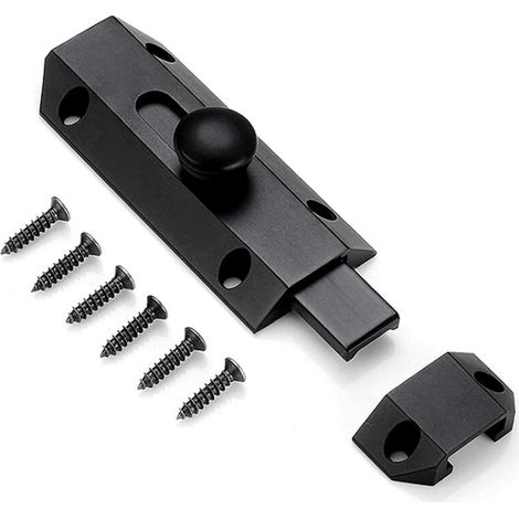 1 Loquet de verrouillage de sécurité avec targette en laiton épais pur, loquet de portail ultra résistant, noir (1/4)