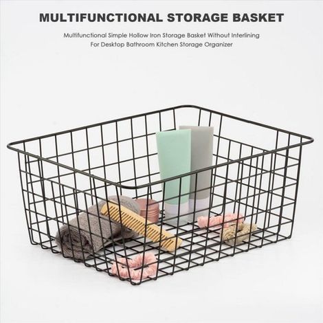 Panier De Rangement - Fer Creux - Pour Cuisine Salle De Bain Bureau - Noir - 28 X 22 X 12 Cm - 1 Pièce (1/5)