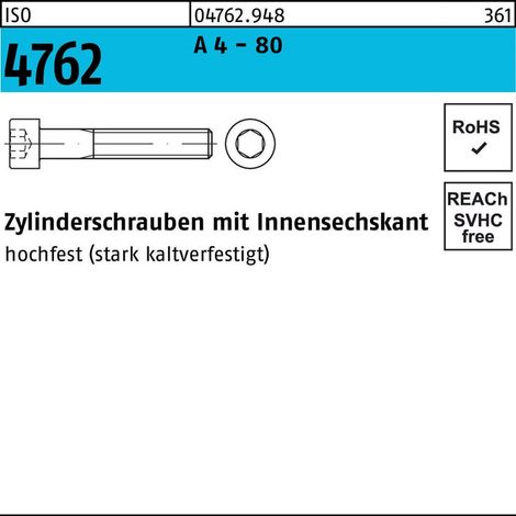 ISO 4762 Zylinderschrauben A 4-80 M 10 x 30 A 4-80 S 100 Stk