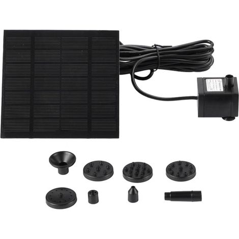 Pompe A Eau Solaire - Panneau Solaire 7 V 110 X 110 Mm - Hauteur De Refoulement 120 Cm - Débit 200 L/H - Pour Bassin Jardin Fontaine Baignoire À Oiseaux - 1 Pièce (1/5)