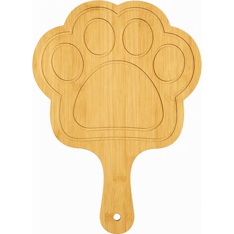 Plateau en bambou naturel rond 10 pouces, motif patte de chat (1/4)