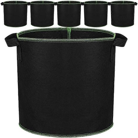 Lot de 6 sacs à pommes de terre non tissés en tissu épais pour la culture de légumes-28.00X28.00X26.00CM-Black (1/4)