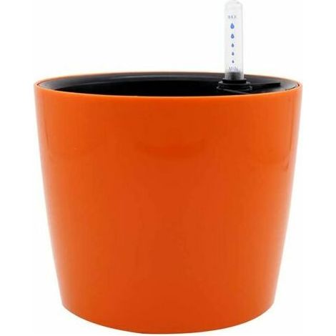 Round Self Watering Flower Pot with Water Indicator for Indoor or Outdoor Use Plastic Planter (Orange) (1/5)