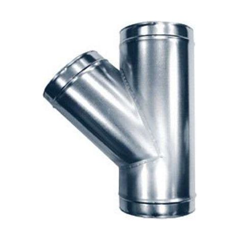 Econoname – Té oblique 45° en galva D80/D80 – Raccord VMC pour installation efficace – Conduit de ventilation à 45° - TGAL45D80 (1/2)