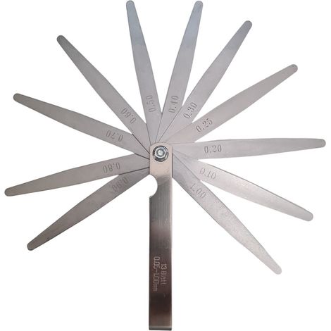 JAUGE D'ÉPAISSEUR DE PRÉCISION POUR SOUPAPE 13 LAMES DE JAUGE D'ÉPAISSEUR EN ACIER 0,05-1,00 MM (1/2)