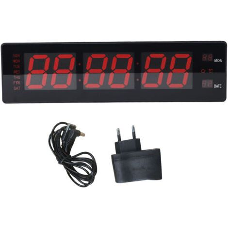 QORVA- Horloge murale numérique LED, carillon horaire, mémoire silencieuse en cas de panne de courant, 8 alarmes, affichage de la température, grands chiffres rouges, prise ue, 100-240V (1/4)