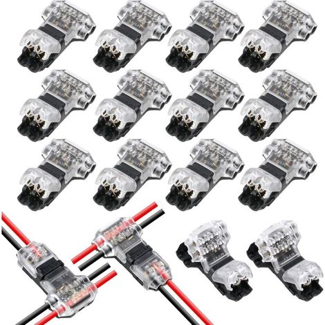 Connettori a T impermeabili senza saldatura per cavi LED – Confezione da 12, compatibili con cavi AWG 20/22, per illuminazione automobilistica ed esterna