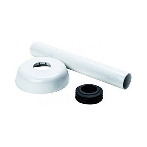 Tube de jonction pour siphon avec rosace, 30 cm couleur blanche