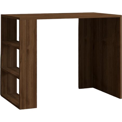 Scrivania Cancello, 3 Ripiani, 3 Vani, con Libreria, 90x50x70h cm Marrone Noce