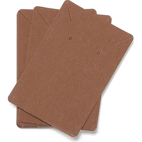 100 Cartes Présentation Boucles d'Oreilles 6x9cm en Papier Kraft Marron avec 100 Pochettes Transparentes pour Bijoux (1/5)