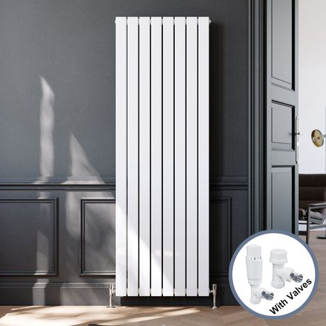 ELEGANT 1800 x 608 mm White Designer Vertical Rads Modern Double Column Radiators Bathroom Flat Panel + Thermostatic Radiator Valves (1/5)
