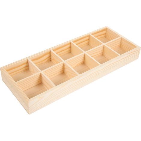 Teebeutelhalter aus Holz, Aufbewahrungsbox für Teebeutel, 10 Fächer, Gewürzbeutelhalter – 34 x 13 cm (1/4)