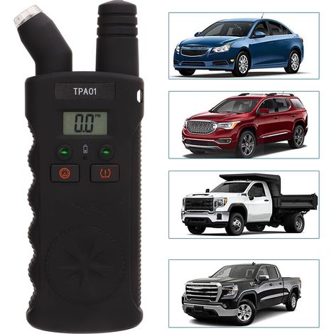Outil de réapprentissage TPMS Plus manomètre numérique de pression des pneus 150 PSI, capteur de réinitialisation TPMS 2 en 1 TPA01, compatible avec GM Buick/Chevrolet/Cadillac (livré sans batterie). (1/5)