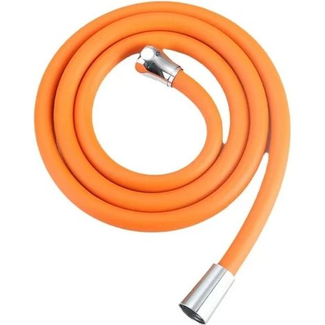(Orange-2M) Nouveau flexible de douche en silicone 1,5/2 m, rallonge anti-enroulement, tuyau haute pression pour pommeau de douche, accessoire de robinetterie de salle de bain (1/5)