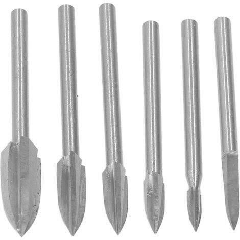 Schnitzfräser mit 3,0-mm-Schaft aus HSS, 3-schneidiger Gravierfräser, 5-teiliges Set mit 3-schneidigen Fräsern, Schwertfräser und Spannfutter (1/5)