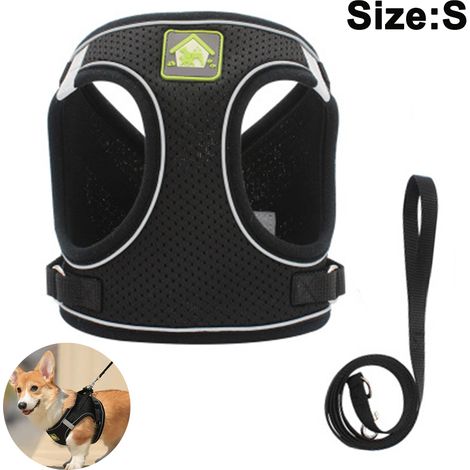 Lot de 2 harnais pour chien, faciles à enfiler, respirants, pour chiots, chats et chiens de petite et moyenne taille. Ces harnais en forme de gilet sont dotés d'une corde de traction réfléchissante et