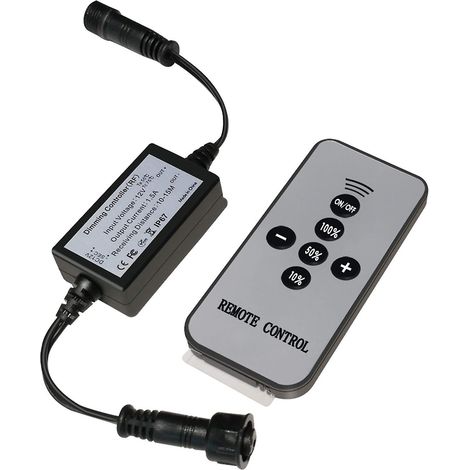 Variateur de lumière LED, variateur SMY pour éclairage de terrasse avec télécommande sans fil RF, étanche IP67 pour la variation d'intensité lumineuse LED avec câble d'extension noir DC mâle/femelle (1/4)